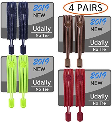 4 Pairs No Tie Shoelaces for Kids and Adults, Elastic Shoe Laces for Sneaker
