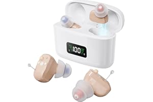 Wuvee Hearing Aids Hearing Amplifiers for Seniors Rechargeable with Noise Cancelling-Hearing Aid Loss Amplifier Seniors&Adults Charging Case&Volume Control Beige (Plastic)