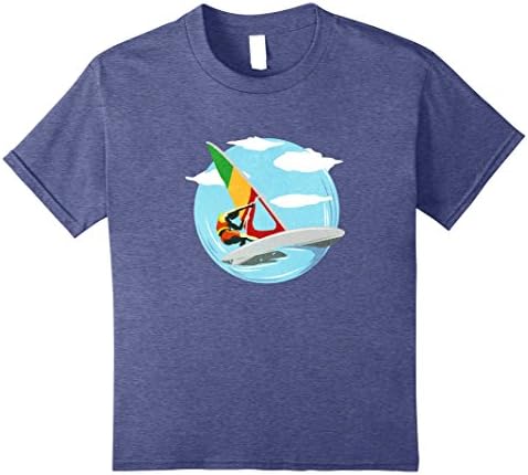 Kids Colorful Windsurfing Sail Surfing Summer Tshirt Tee 12 Heather Blue