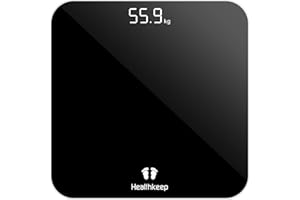 Healthkeep Digital Bathroom Scales for Body Weight, Weight Scale with High Precision Sensors Accurate Round Corner Design LED Display 400lbs/180kg(Black)