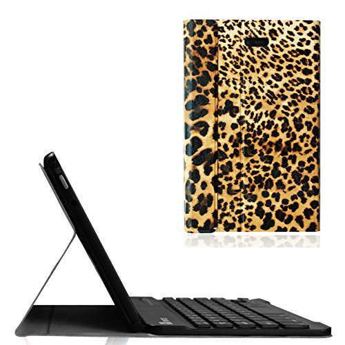Fintie Blade X1 Dell Venue 8 Pro (Windows 8.1) Keyboard Case - Ultra Slim Shell Stand Cover with Magnetically Detachable Wireless Bluetooth Keyboard for Dell Venue 8 Pro 5000 Series / New Venue 8 Pro 3000 Series (2014) Windows 8.1 Tablet - Leopard Brown