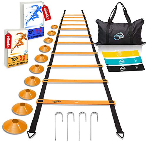 Invincible Fitness Agility Ladder Training Equipment Set Improves