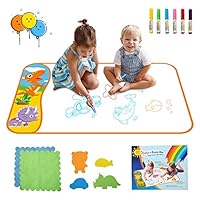 FONLLAM AquaDoodle Magic Mat - Kids Water Drawing Mat - Educational Toys for 2 3 4 5+ Girls Boys Toddlers with 3 Water Pens and Drawing Booklet