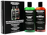 Brickell Men's Daily Revitalizing Hair Care Routine, Mint and Tea Tree Oil Shampoo, Strength and Volume Enhancing Conditioner, New Formula, Natural and Organic