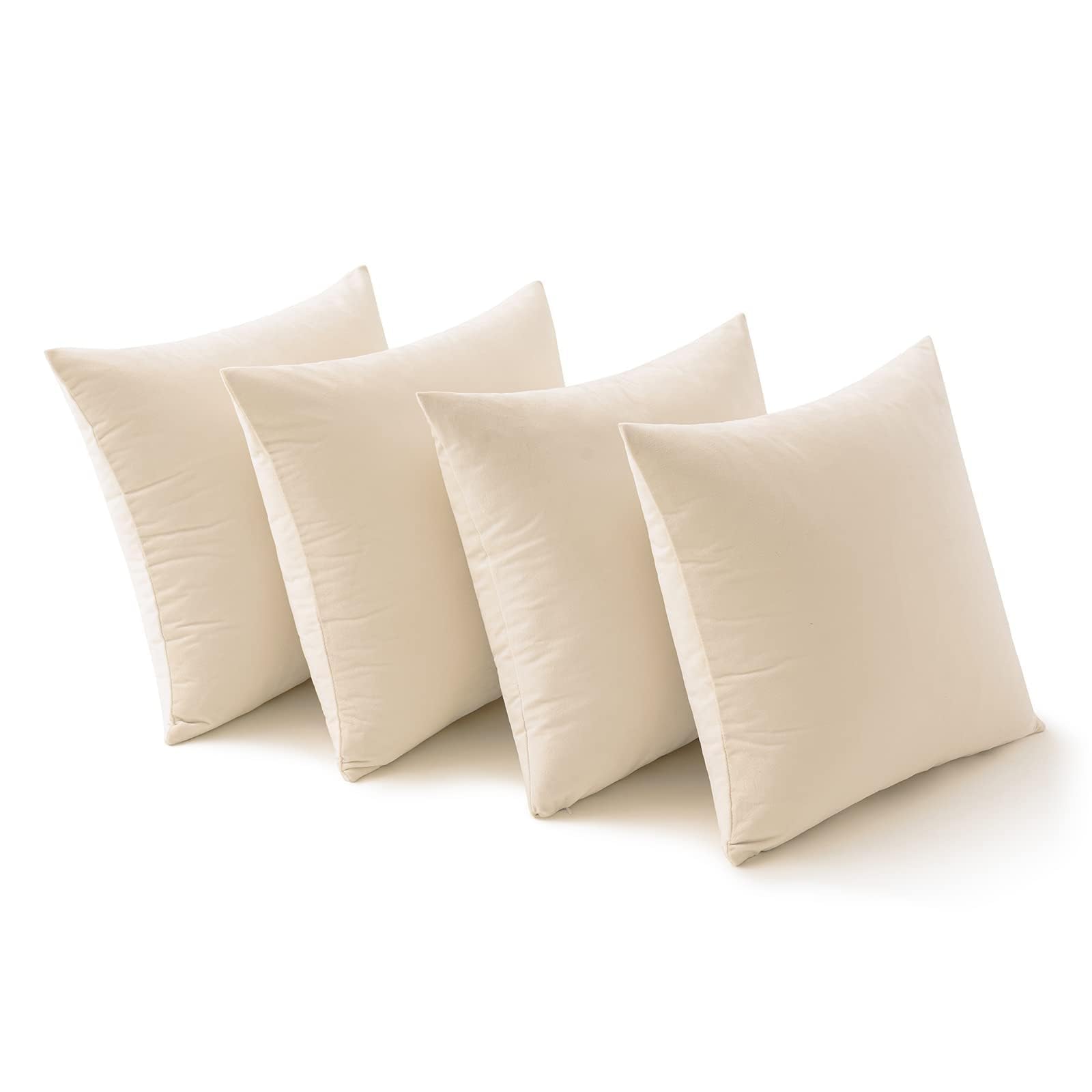 MIULEE Set of 4 Velvet Cushion Covers Soft Decorative Square Throw Pillow Cover Luxury Pillowcases for Livingroom Sofa Bedroom with Invisible Zipper 40cm x 40cm,16x16 Inches Cream
