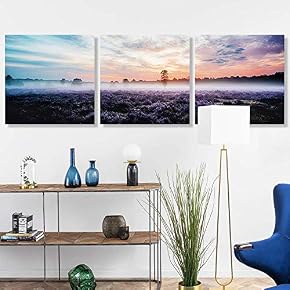 3 Panel Romantic Lavender Pictures Home Wall for...