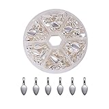 PandaHall Elite 1 Box About 100 Pcs Leaf Shape Tibetan Style Glue-on Flat Pad Bails Cadmium and Lead Free Size 21x8x6mm for Craft Pendants Silver