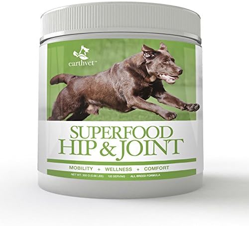 Earth Vet Superfood Hip & Joint Supplement for Dogs, Glucosamine, MSM,Collagen, Chondroitin, Beef Bone Broth - Advance Support for Joint Pain, Arthritis, Improve Mobility & Comfort (100 Servings)
