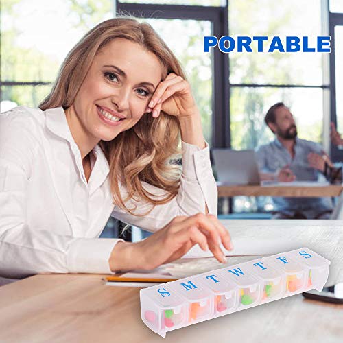 Muchengbao 2 Pack 7 Days Pill Cases ，Weekly Pill Organizer 7 Day Pill Box Large Compartment for Travel Vitamin
