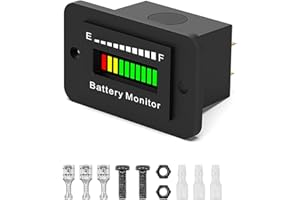 12V 24V 36V 48V 60V 72V Battery Gauge, LED Display Golf Cart Batteries Indicator Voltage Waterproof Battery Monitor Lithium B