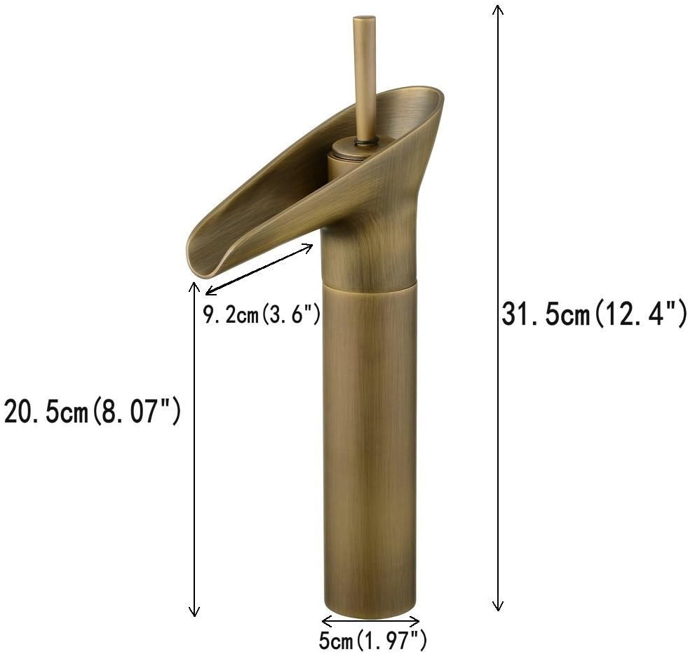 Hiendure® Single lever mixer tap, facet, lavatory facet, waterfall, single-lever mixer for bathroom washbasin (high) - Image 4