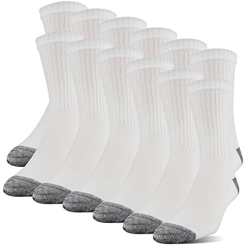 Gildan Men's Polyester Half Cushion Mid-Crew Socks, 12-Pack, white, Shoe Size: 6-12 - Thumbnail 2