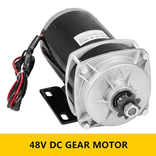 Mophorn Gear Reduction Electric Permanent Magnet Motor 48V DC 1000 Watt Rated Load Speed 3000Rpm Gear Ratio 6:1 with Mounting Bracket for Go Karts Scooters and E-bike