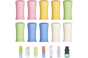 NELSHP Travel Bottle Covers,10 Pack Silicone Travel Size Container Sleeves,Stretching Travel Accessories for Shampoo Lotion Conditioner Wash Body Bottles