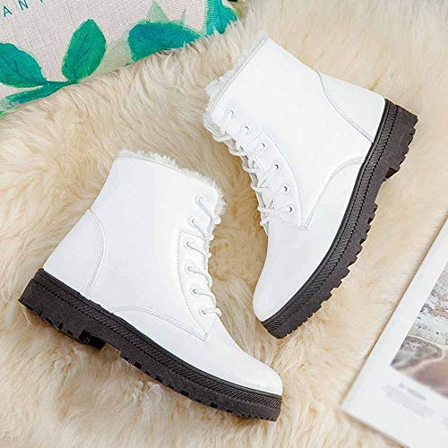 AgrinTol Women's Ankle Snow Boots Stylish Winter Shoes High-top Boots Flat Lace Up Boots