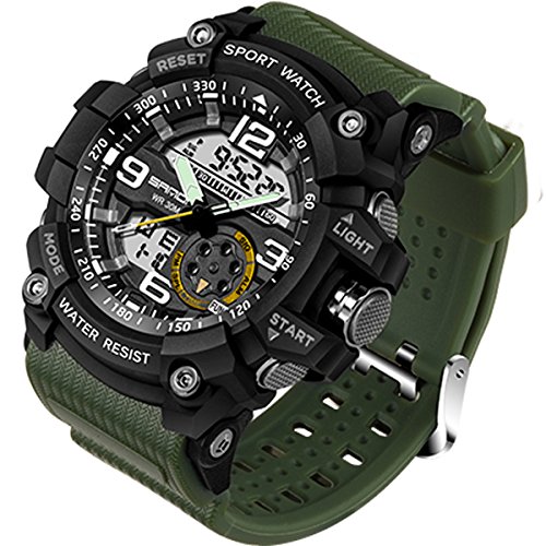 Mens Watch Digital Analog Military Sport Wrist Watches Large Face Stopwatch LED Alarm Army Electronic Stopwatch
