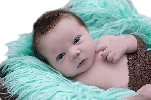 Yingrui Faux Mongolian Fur Blanket Stuffer Newborn Photography Backdrop Posing Prop Rug (Turquoise)