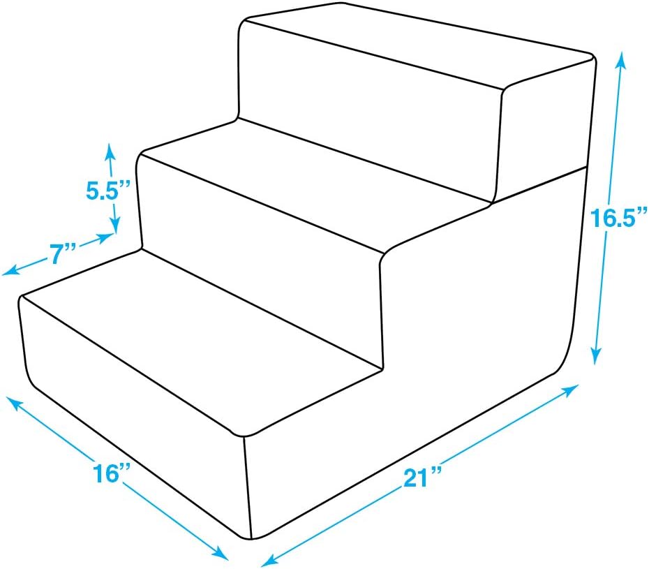Made in USA Foldable Pet Steps/Stairs with CertiPUR-US Certified Foam by Best Pet Supplies - Gray Linen, 3-Steps (H: 16.5") : Pet Supplies