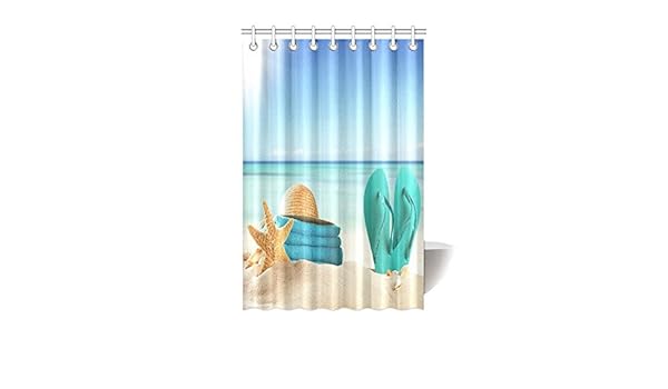 Amazon Com Summer Starfish Flip Flop On Beach Waterproof Bathroom Decor Fabric Shower Curtain Polyester 48 X 72 Inches Home Kitchen