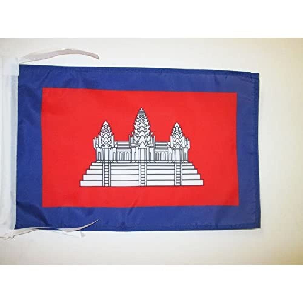 AZ FLAG - French Protectorate of Cambodia 1863-1953 Flag - 18'' x 12'' - 100% Polyester historic cambodian Small Banner with Two Cords - Fade Resistant - Vivid Colors - 18x12 in - 45x30 Cm — image 1