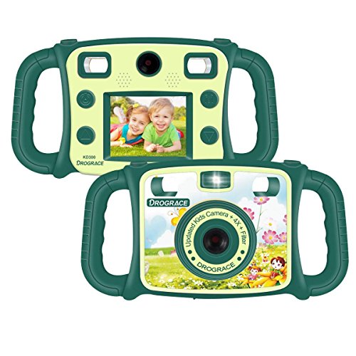 Prograce Kids Camera Dual Selfie Camera 1080P HD Video Recorder Digital Action Camera Camcorder for Boys Girls Gifts 2.0” LCD Screen with 4X Digital Zoom and Funny Game(Green)