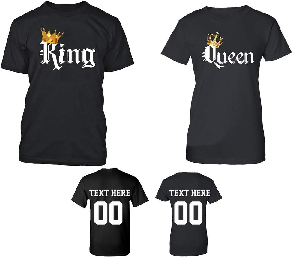 King Queen Color Pattern Customized Text Name Design Couple Hoodie, Crewneck Sweatshirt, Tshirt, Tank top
