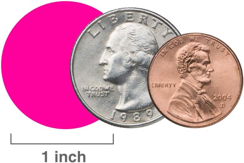 ChromaLabel 1 Inch Round Removable Color-Code Dot Stickers, 1000 per Dispenser Box, Fluorescent Pink : Office Products