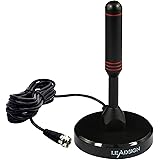 LEADSIGN Digital TV Antenna for ATSC Tuner-Portable Indoor HD TV Antenna with Magnetic Base and 16.5 feet Coax Cable
