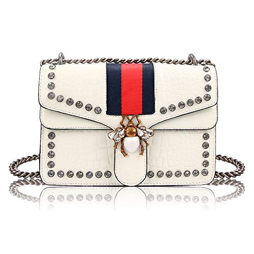Beatfull Designer Shoulder Bag for Women, Fashion Bee Crossbody Bag Handbags with Chain (bluewhite) - Thumbnail 7