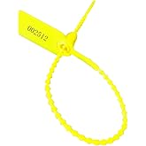 250mm Pull-Tite Plastic Security Seals Shipping Tags Disposable Signage Numbered(Package of 100) (Yellow)