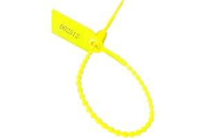 XF-VEL 250mm Pull-Tite Plastic Security Seals Shipping Tags Disposable Signage Numbered(Package of 100) (Yellow)