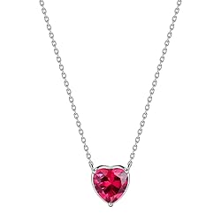 July Birthstone Tiny Necklace Hearts Love Pendant