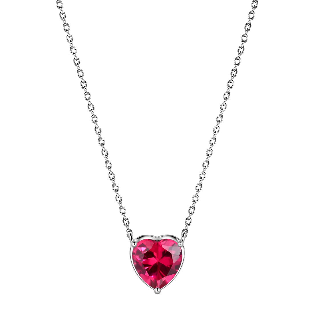 July Birthstone Tiny Necklace Hearts Love Pendant