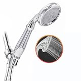 Shower Head Set includes JIANAN High Pressure Handheld Shower head, Adjustable Mount & Shower Hose 5-ft with Bioactive Stones to Protect and Soften Your Skin & Hair (chrome,no tools)