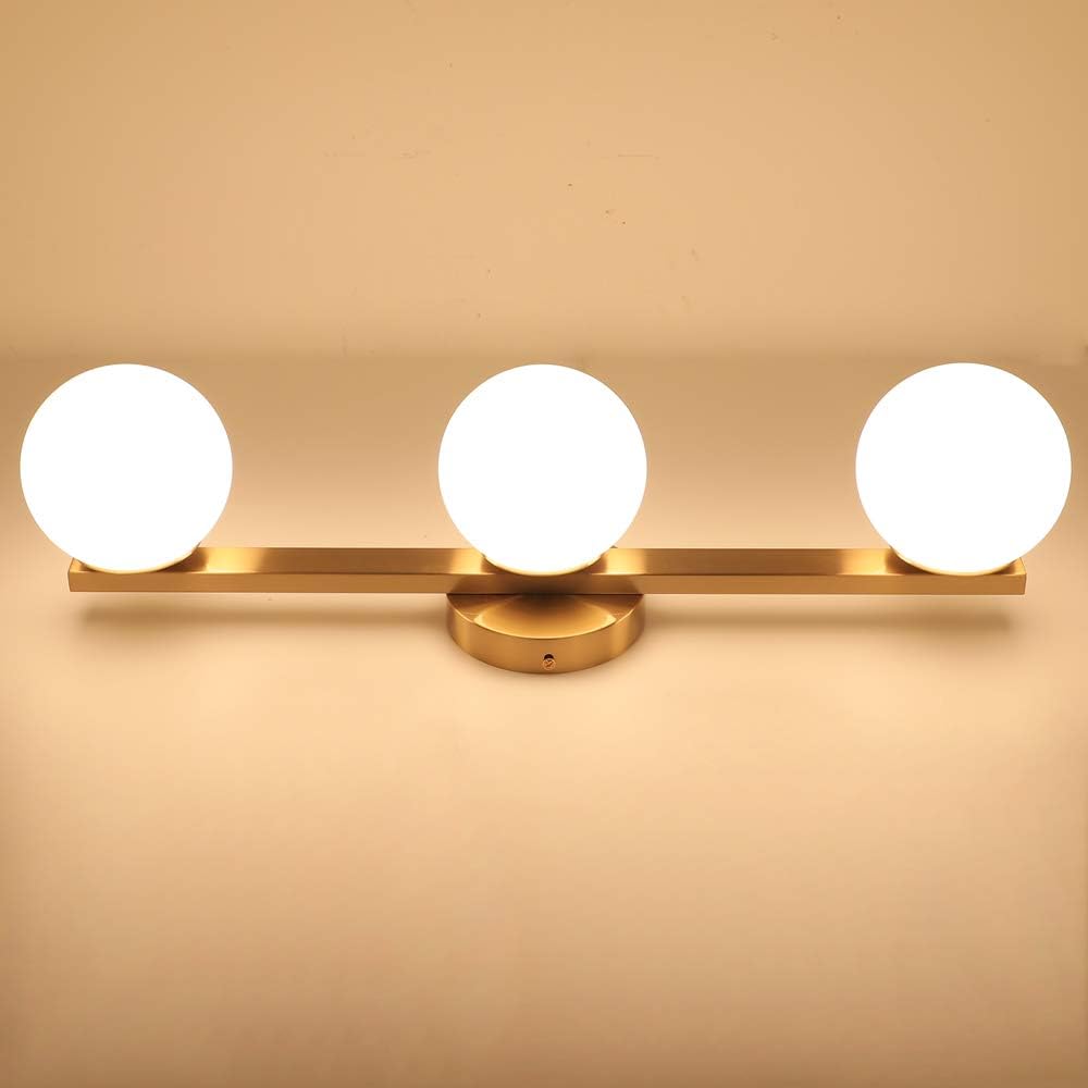 Joosenhouse Glass 3 Light Bathroom Vanity Light Bulbs Modern Gold Wall Sconces Bath Light In Home Up Or Down Bath Light Fixtures 2362 Inches Long Lighting Ceiling Fans Tools Home