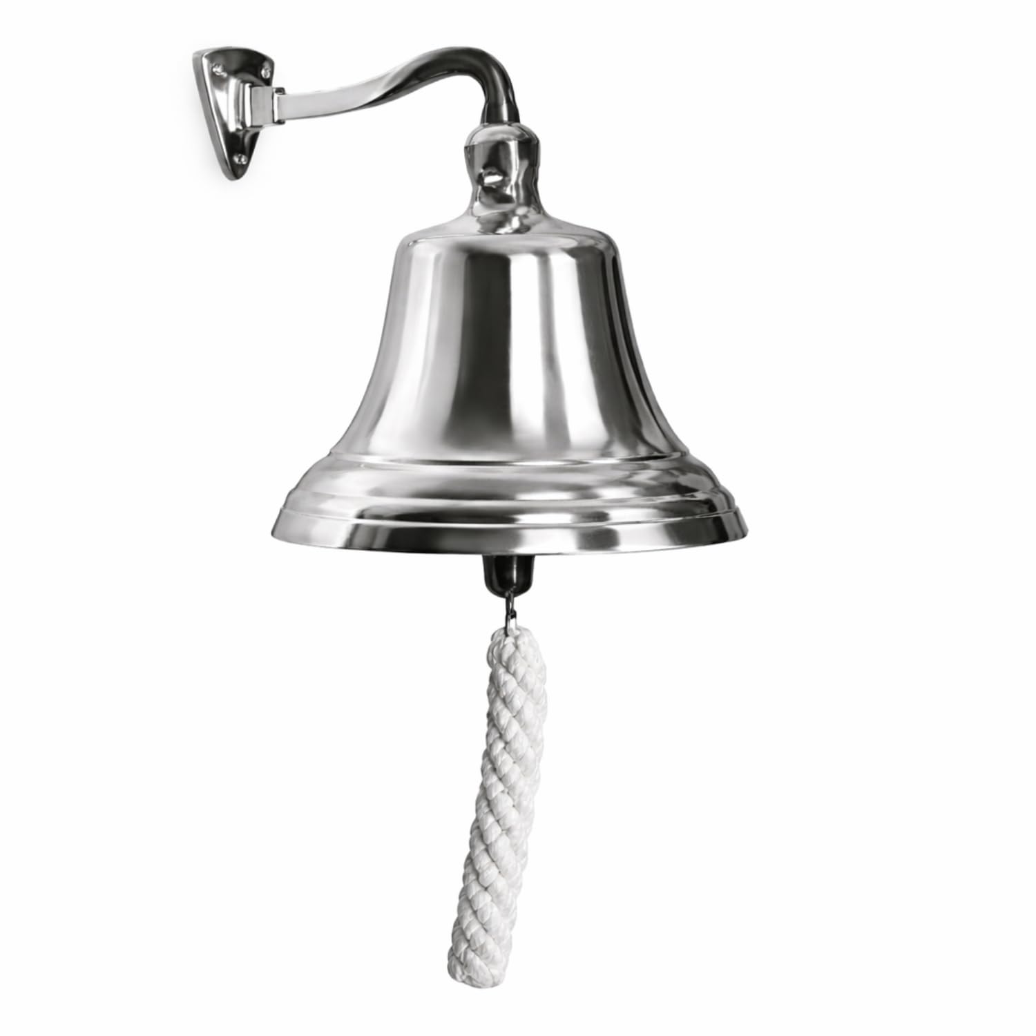 bar@drinkstuff Chrome Last Orders Bell – Large 7" / 180 mm Wall-Mounted Pub & Home Bar Bell, Brass with Chrome Finish, Cast-Iron Ringer & Rope Pull