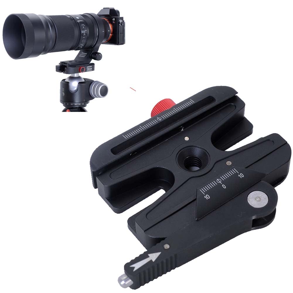 iShoot All-Metal Quick Self-Locked Long Lever Clamp Converter Adapter with Knob Fine-Tuned, Compatible with Manfrotto 200PL Plate & Arca-Swiss Fit Camera Quick Release Plate & Tripod Ball Head