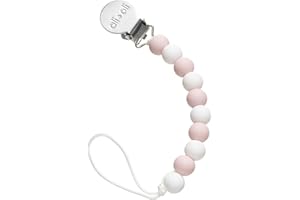 Ali+Oli Silicone Pacifier Clip for Baby (Thin Pink) 100% Food-Grade BPA Free Newborn Pacifier Holder Infant Binky Clip for Baby for Baby Boy or Girl