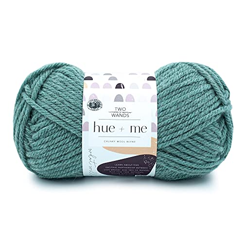 Lion Brand Yarn Hue+Me, Soft, Bulky Wool Blend Yarn for Knitting, Crochet, and Crafts, Agave, 1 Pack