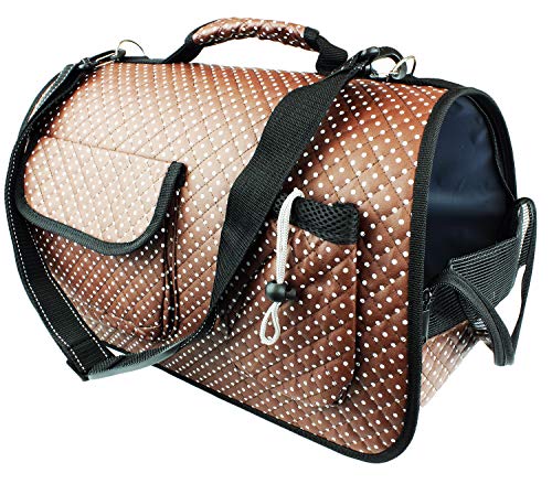 bogo Brands Soft Sided Pet Carrier for Your Dog or Cat - Airline Approved Travel Bag for Small Animals (Brown Polka Dot) - Thumbnail 5