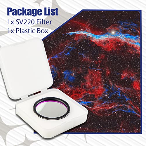 Svbony SV220 Astro Dual Narrowband Filter, 2 Inch 7nm H-Alpha OIII Filter, Against Light Pollution, Suitable for CMOS Colour Cameras, Telescopic Accessories for Astrophotography of Emission Nebulae