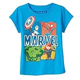 Marvel Little Girls' Avengers Hero Squares Glitter Tee