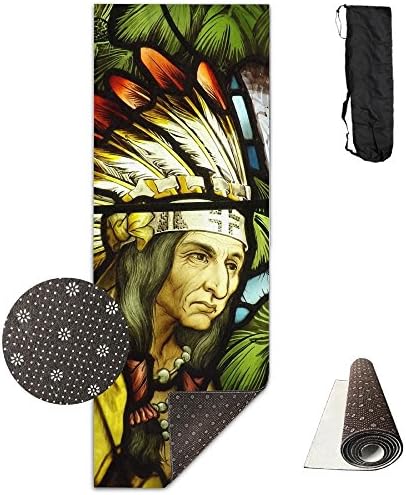 Painted Glass Art Indians Comfort Unisex Yoga Mat For Yoga,Exercise,Pilates,Sports & Outdoors