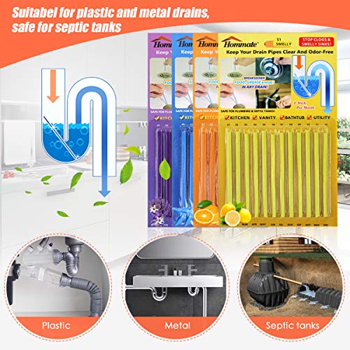 image for Hommate Drain Sticks Drain Cleaner Sticks Drain Deodorizer Sticks 48pc