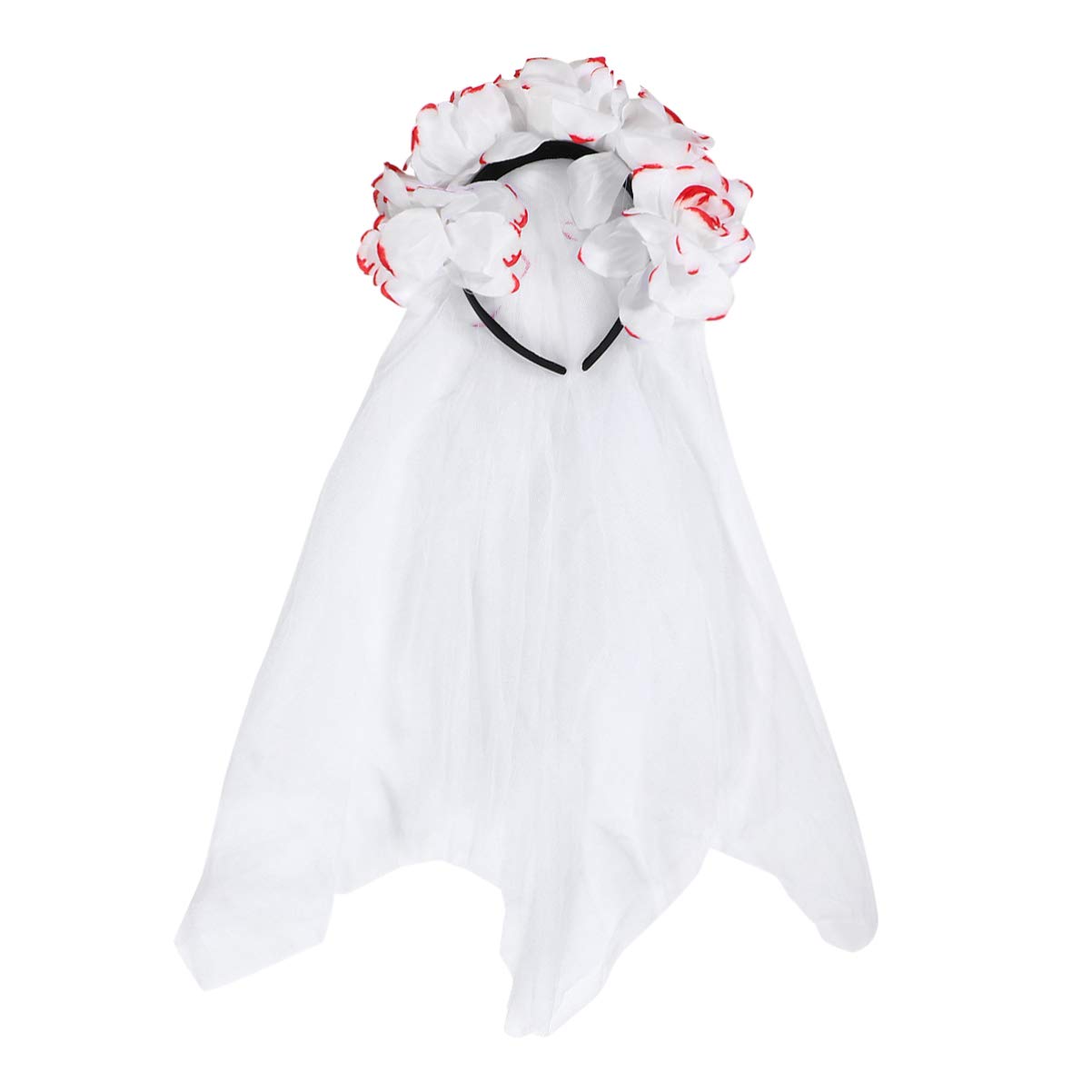 FRCOLOR Halloween Veil Headband Rose Flower Crown Veil Headpieces for Gothic Devil Masquerade Dress Up Accessories