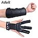 XTACER (Leather Finger Protector & Arm Guard 3-Strap Arm Guard with Three Fingers Design Archery Finger Protector Traditional Shooting Glove (Black - Leather Material)