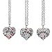 YeeQin Pack of 3 Big Middle Little Sister Sis Crystal Heart Pendant Necklace Women Girl Jewelry Gifts (Multicolored)