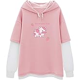 KEEVICI Pullover Sweatshirts for Women Cute Strawberry Cow Print Hoodie Casual Fuzzy Top