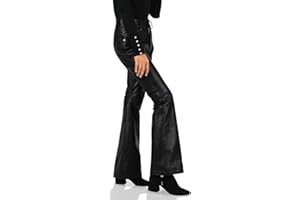 Laverapelle Women's Genuine Lambskin Skinny Flare Leather Pants (Black, Leather Jeans) - 2424003