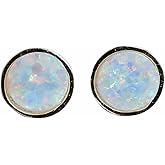 White Opal Stud Earrings- 7mm- October Birthstone-Women's Jewelry Gift Idea-Stocking Stuffer-Holiday-Handmade by Nadean Designs